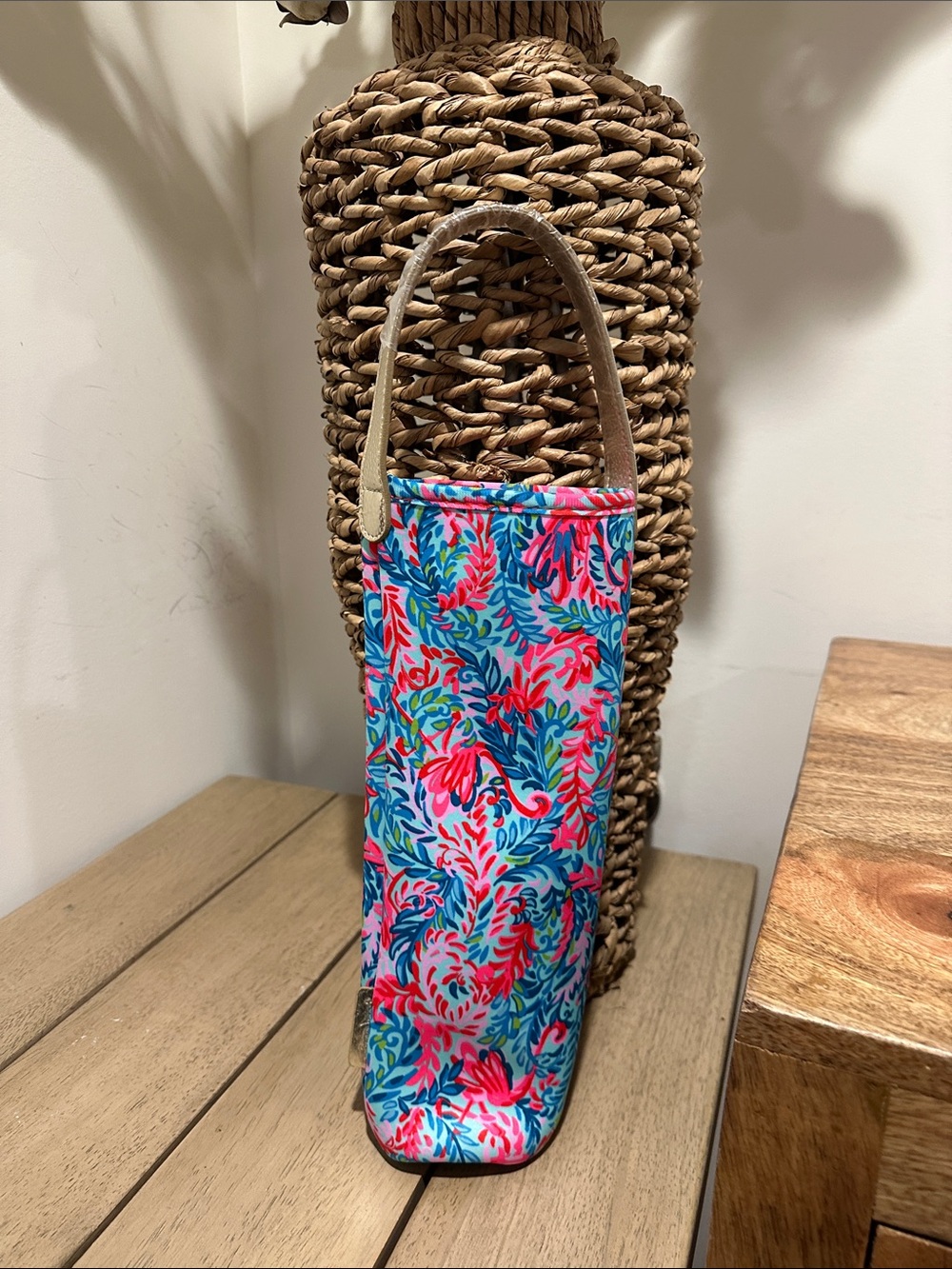 Lilly Pulitzer Pink & Blue Floral Bottle Tote